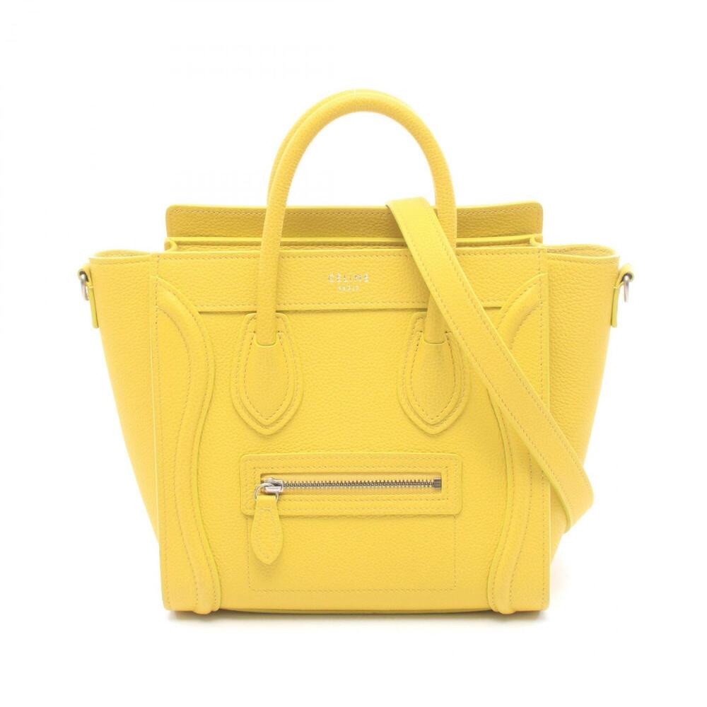Celine Luggage Nano Shopper 2-Way Handbag, Leather, Women's, Yellow